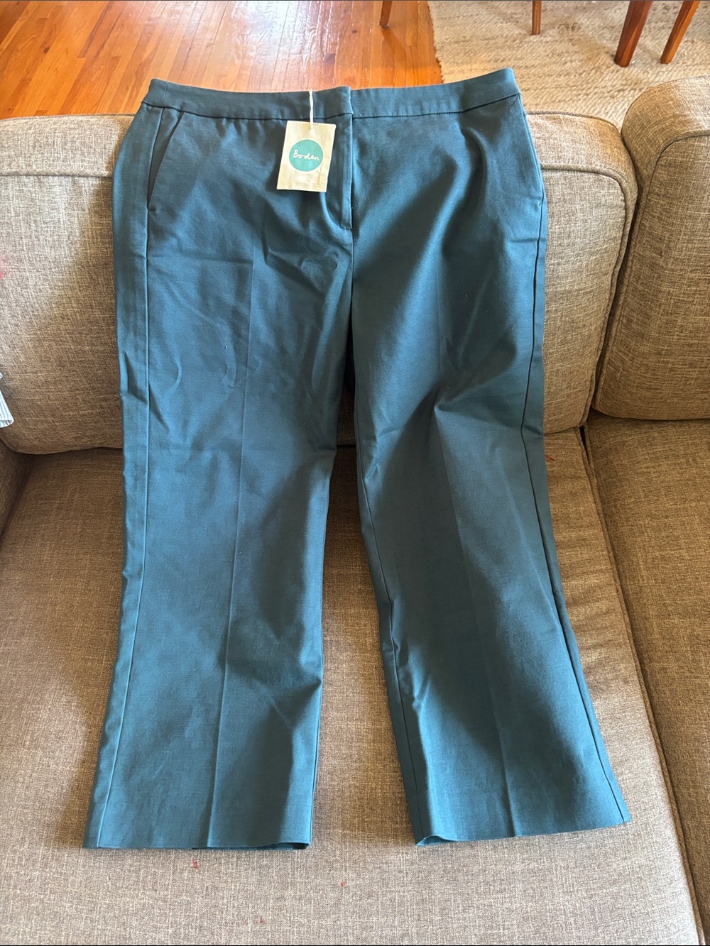 Boden Dark Teal Tailored Straight-Leg Pants